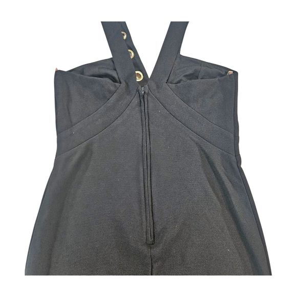 Charlotte Russe Dress Small Black Pencil V-Neck Strappy Studded Halter Bodycon - Picture 8 of 11